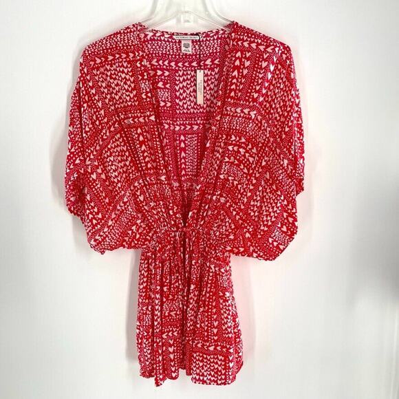 Victoria's Secret Womens Beach Coverup Robe Heart Print Drawstring Viscose OS - Picture 1 of 7